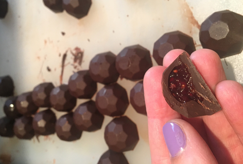 Raspberry-Filled Dark Chocolates